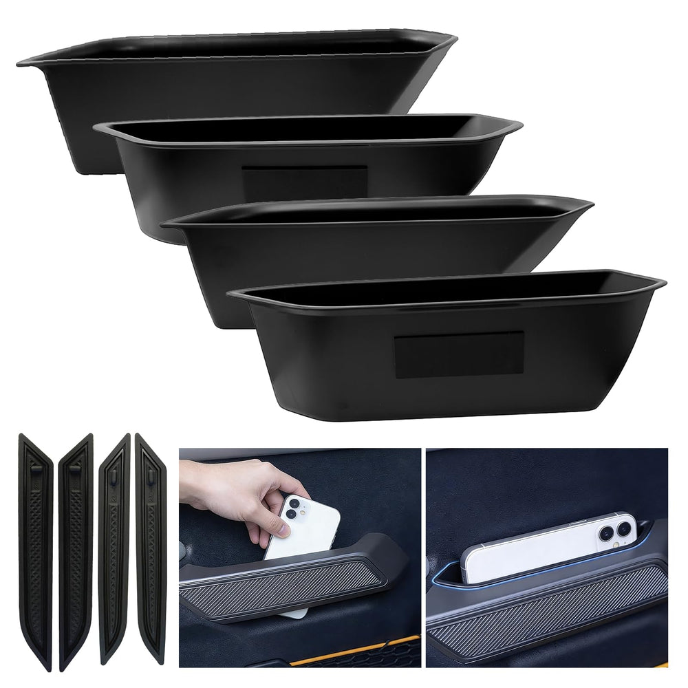 Zuwok door storage box in Ford Bronco front-left pocket with anti-slip mat keeps items secure