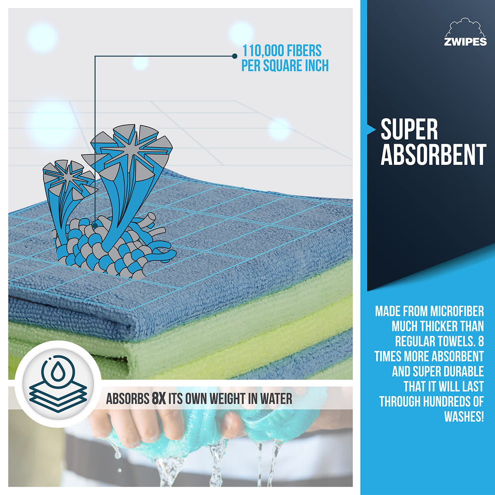 Zwipes 924 automotive microfiber cloth delivers a streak-free shine on car surfaces
