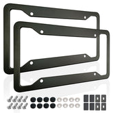 ZXFOOG black license frame front-angle shows durable aluminum construction for a clean, street-ready fit