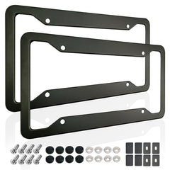 ZXFOOG black license frame front-angle shows durable aluminum construction for a clean, street-ready fit