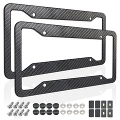ZXFOOG carbon fiber license plate frame front view with durable matte finish