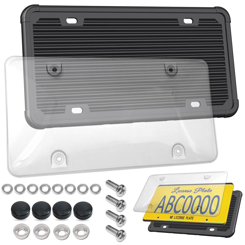 ZXFOOG clear bubble license plate cover protects front or rear plates with transparent visibility.