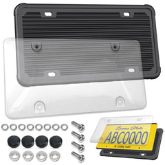 ZXFOOG clear bubble license plate cover protects front or rear plates with transparent visibility.
