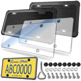 ZXFOOG clear flat license plate cover—front view protects plate from dirt and rain.