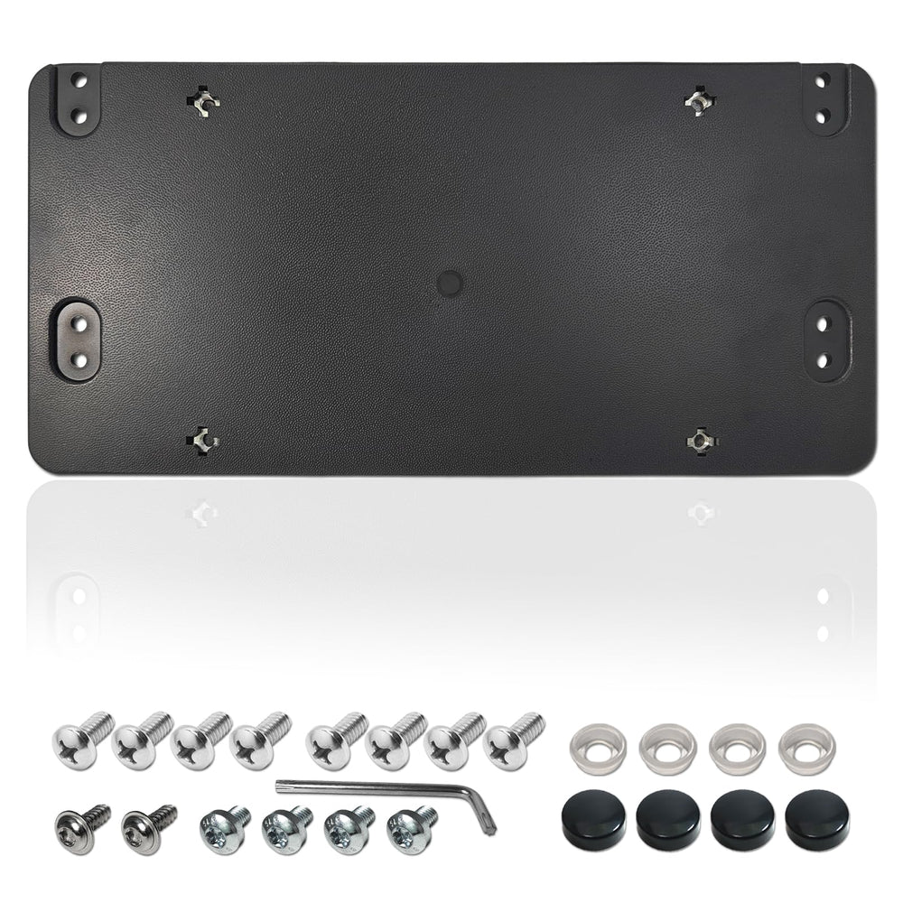 ZXFOOG rear license plate bracket mounted on a Mercedes bumper for secure mounting