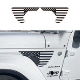 Zxiaochun side fender vent flag decal on Wrangler for precise fit and patriotic styling