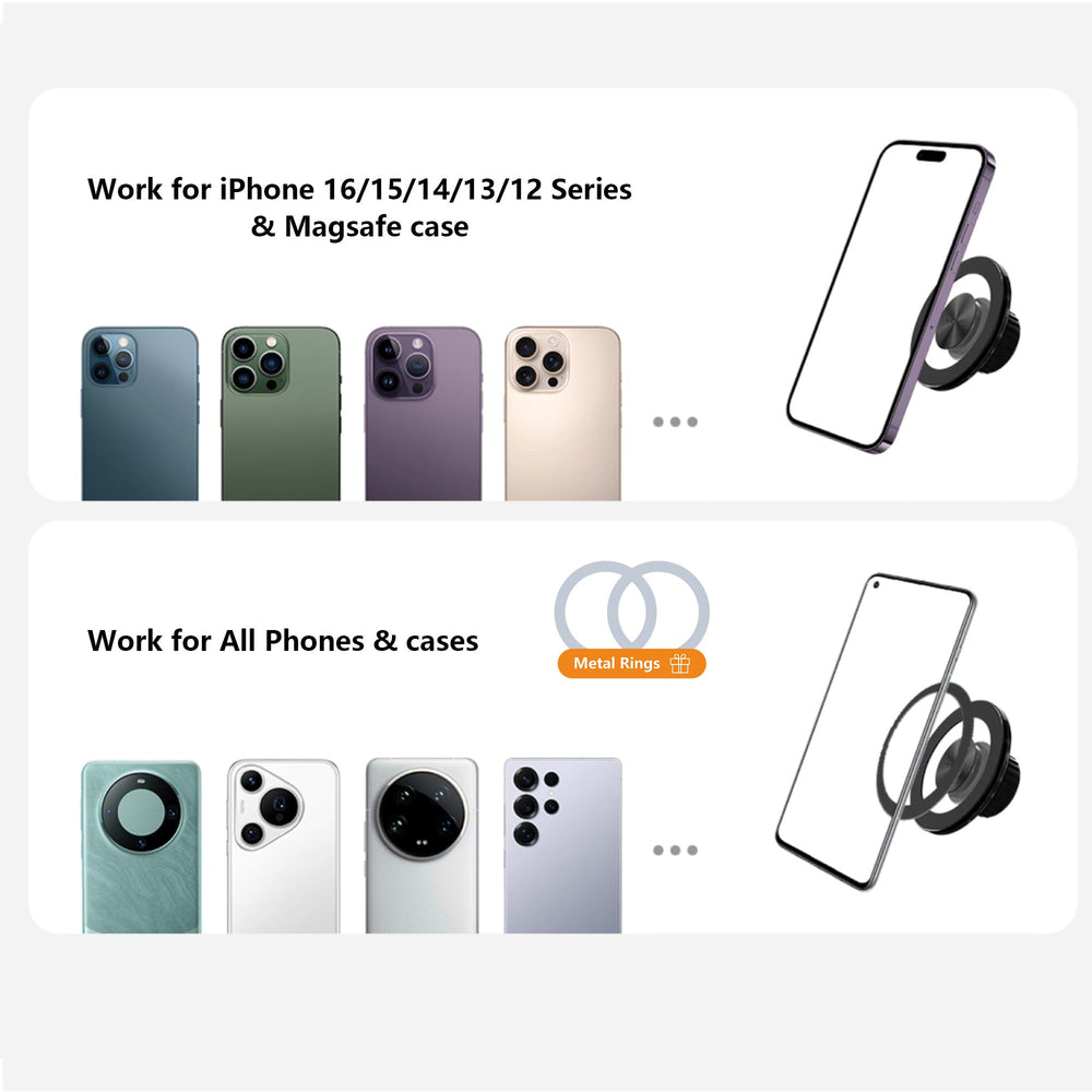 metal ring included to enable magnetic attachment for non MagSafe devices.