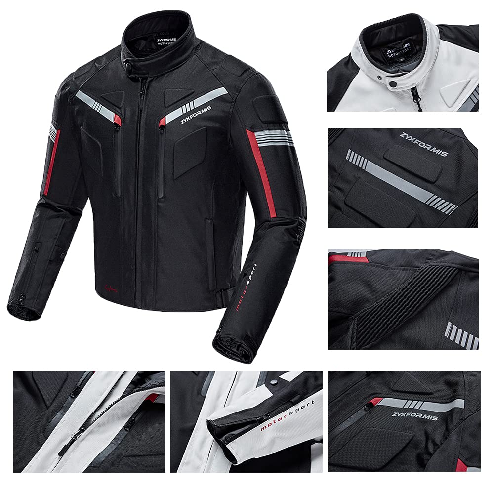 Zyxformis motorcycle jacket protective-armor shows removable armor plates for reliable impact protection.