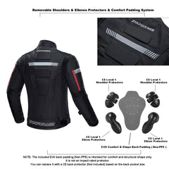 Zyxformis motorcycle jacket waterproof-layer emphasizes waterproof, breathable performance during rain.