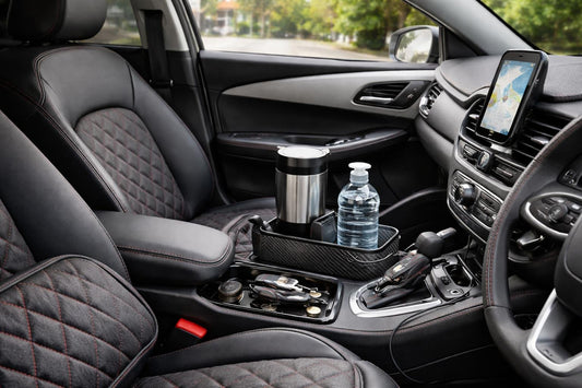 Affordable automotive interior accessories laid out in car cabin
