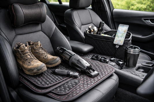 Beginner-friendly car interior accessories arranged neatly on seat