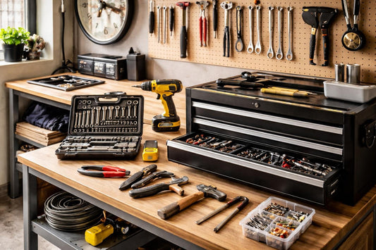 Beginner tool kit and organised garage essentials setup