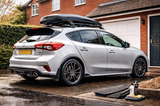 Budget car exterior accessories fitted neatly on UK driveway