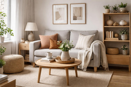 Budget interior accessories styled in a small UK living room