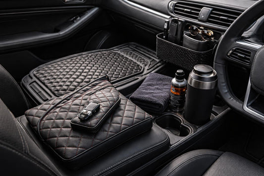 Premium-looking budget car interior accessories laid out neatly