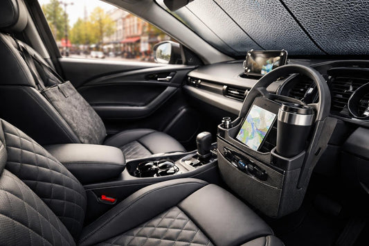 London car interior accessories close-up on seat and sunshade