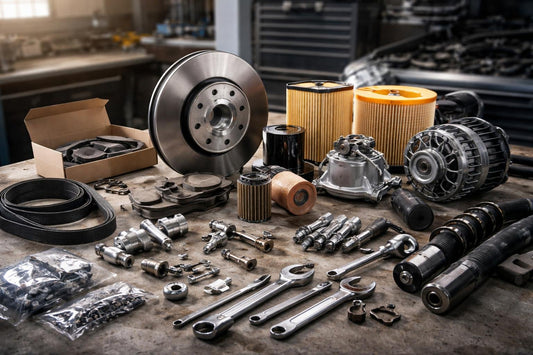 selection of replacement car parts and fasteners