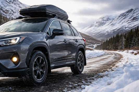 Winter-ready exterior accessories fitted to a car in Scotland