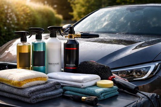 Professional car care essentials used on car paintwork