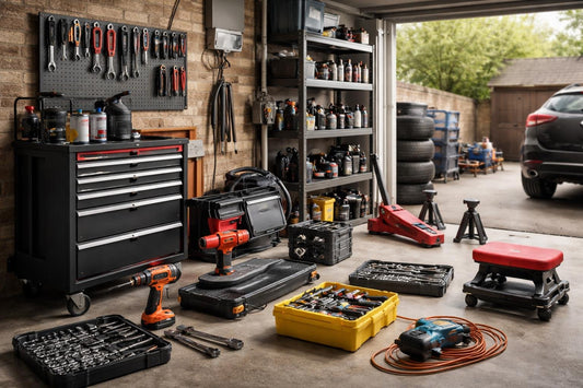 Small UK garage toolkit and equipment