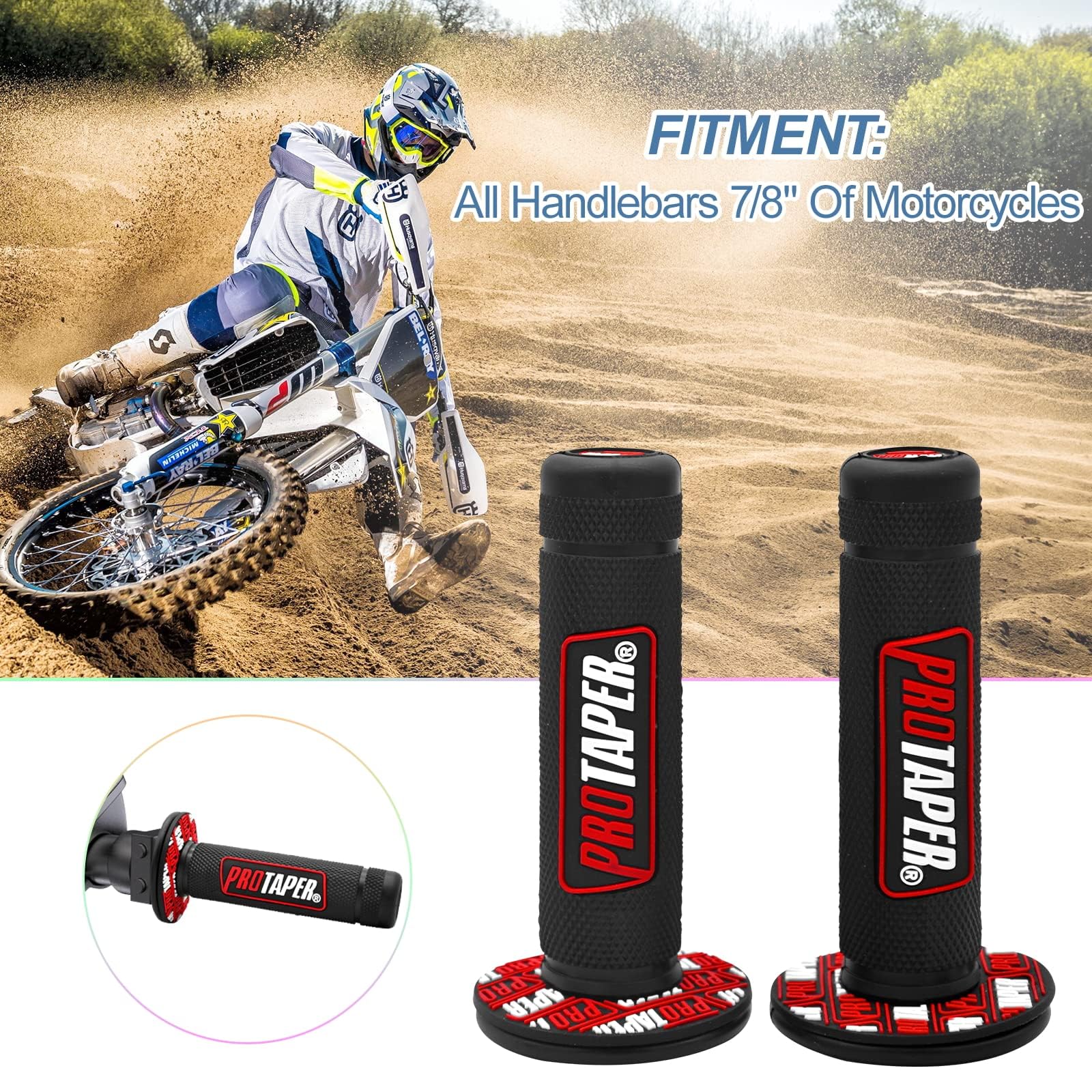 0769FUWU Linekong hand grips red provide comfortable grip and dampen vibrations during rides.