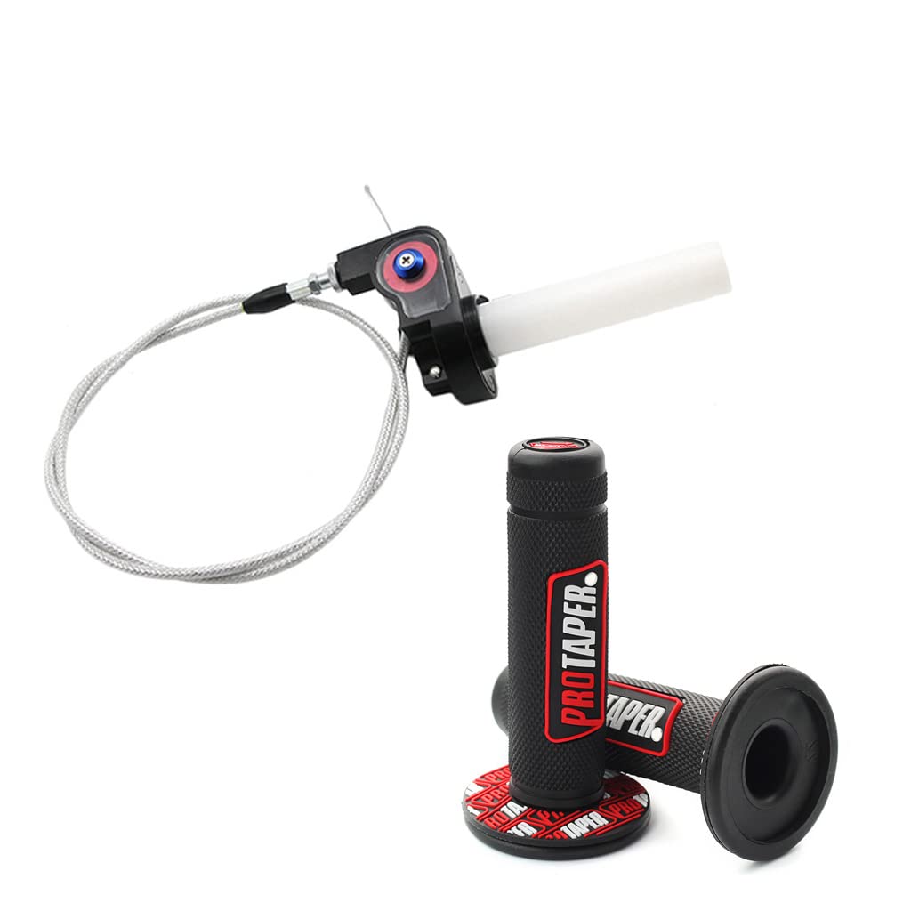 0769FUWU Linekong twist throttle grip red for 7/8 inch bars enhances dirt bike control.
