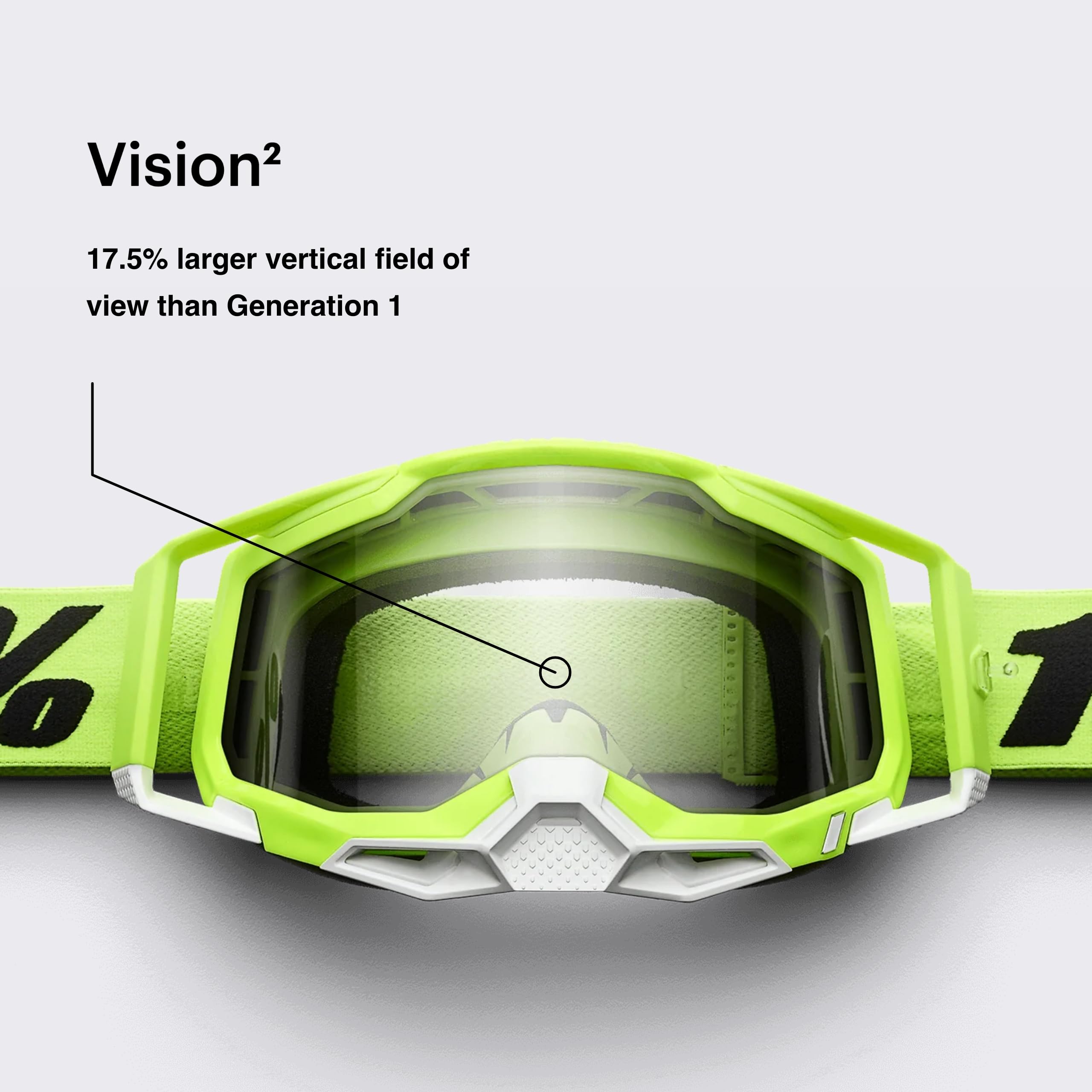 100% Racecraft 2 foam closeup displaying triple-layer sweat-absorbent foam.