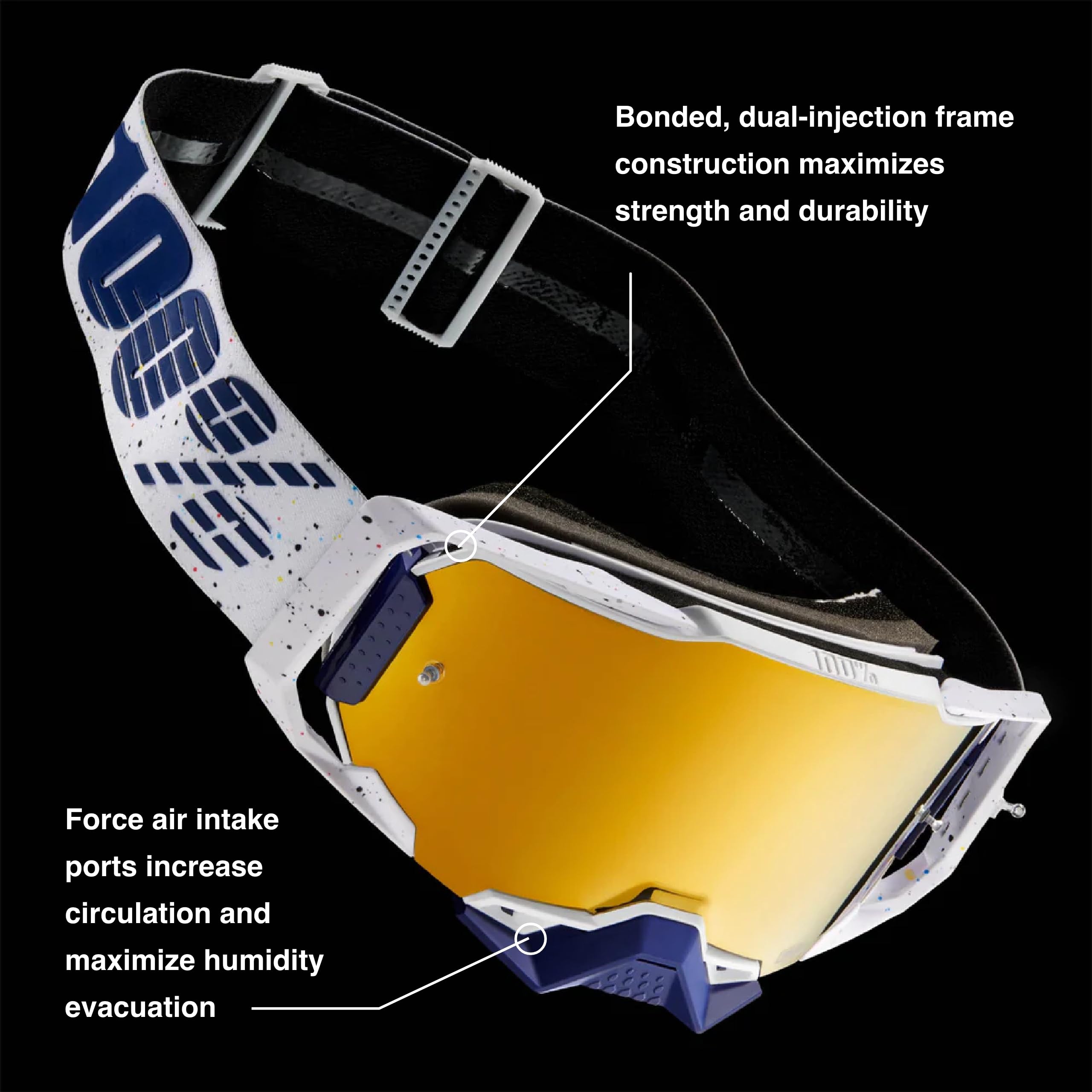 100% ARMEGA goggles Ultra-HD lens built to withstand impacts