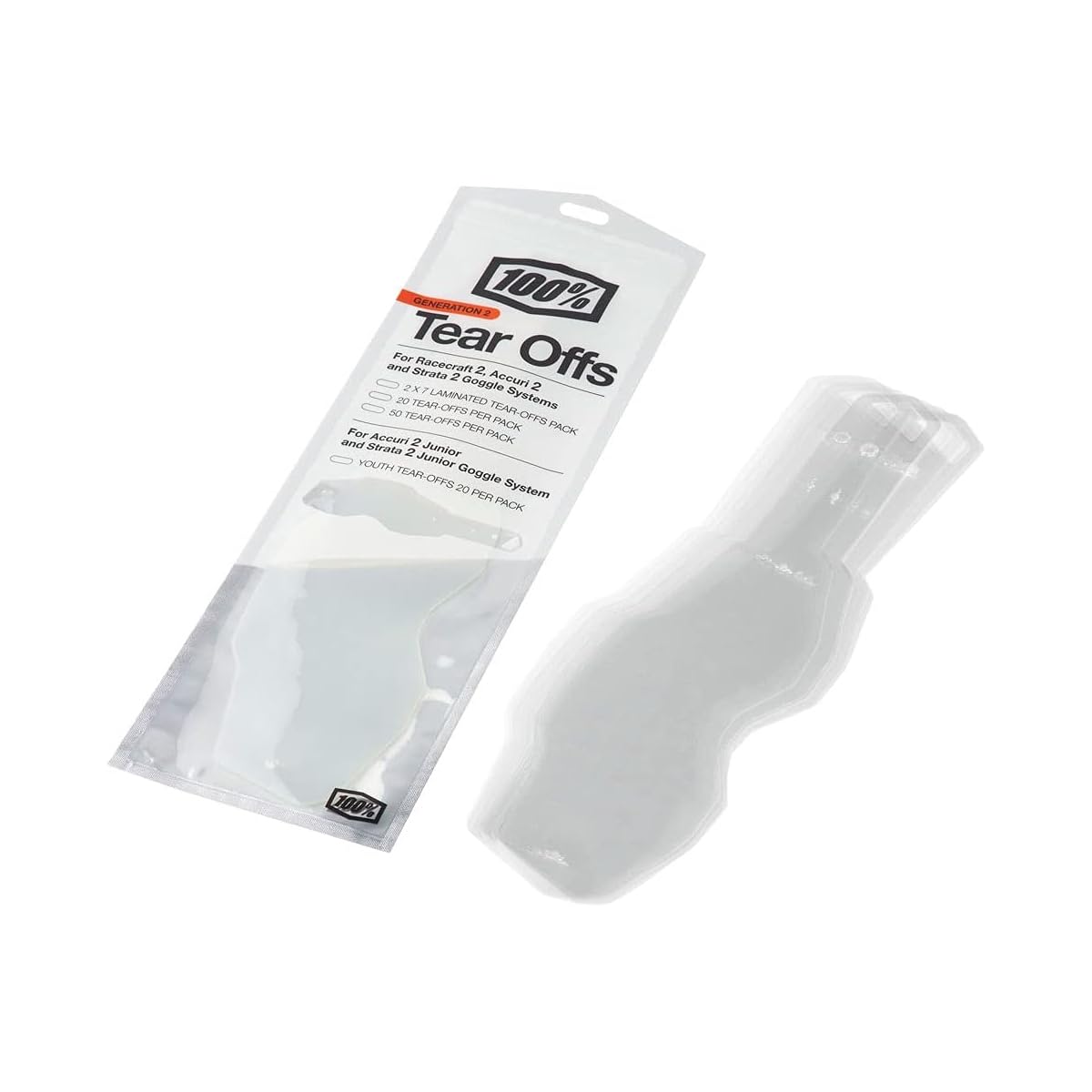 100% RC2/AC2/ST2 tear-offs provide clear visibility during dusty rides