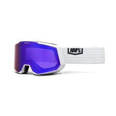 100% Snowcraft XL HiPER goggles with white mirror lens reduce glare for clearer slope vision.
