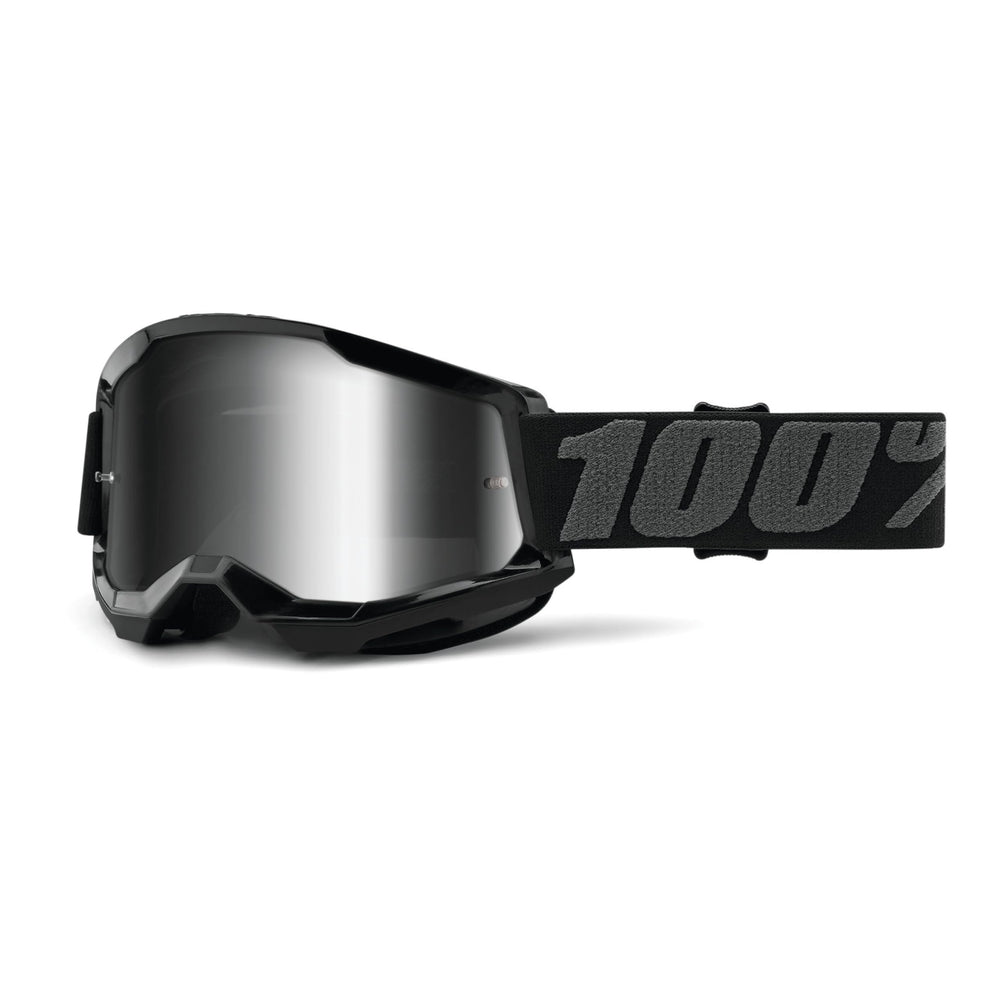 100% Strata 2 goggle front view with mirror lens for expanded field of view