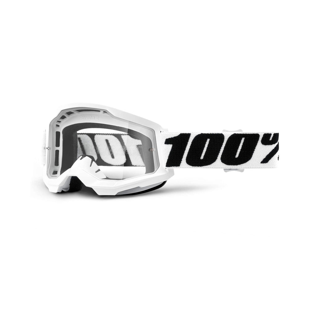 100% Strata 2 motocross goggles with Everest clear lens for clear visibility during MX or MTB sessions