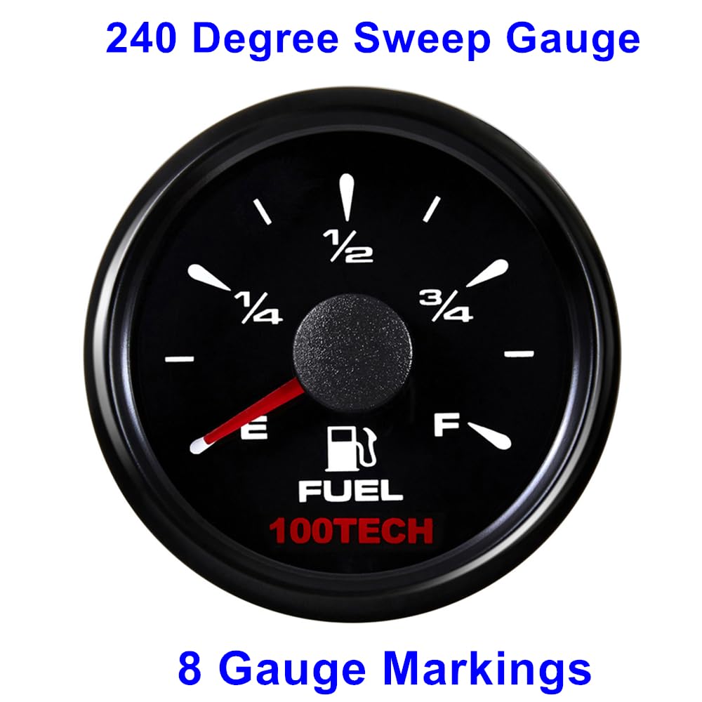 100TECH fuel gauge displaying eight-color backlight cycle options
