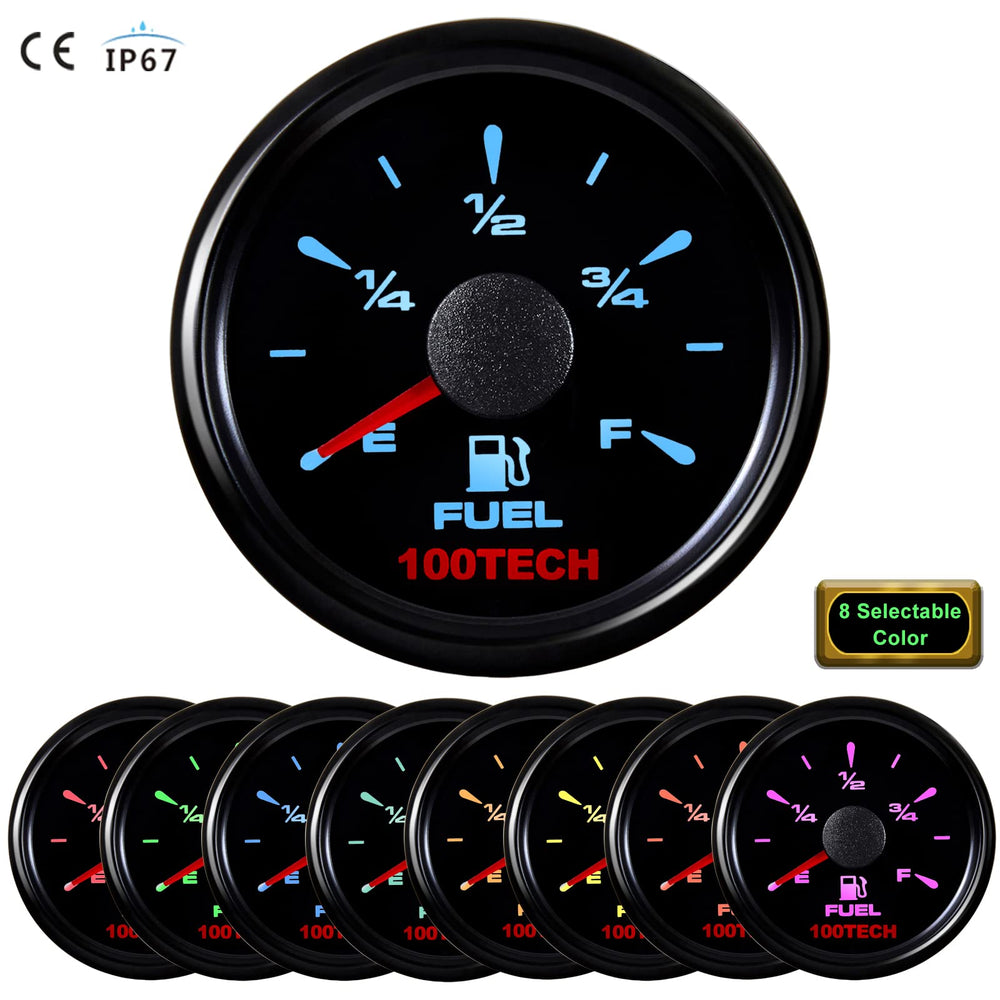 100TECH 316 stainless IP67 bezel on fuel gauge for durable marine use