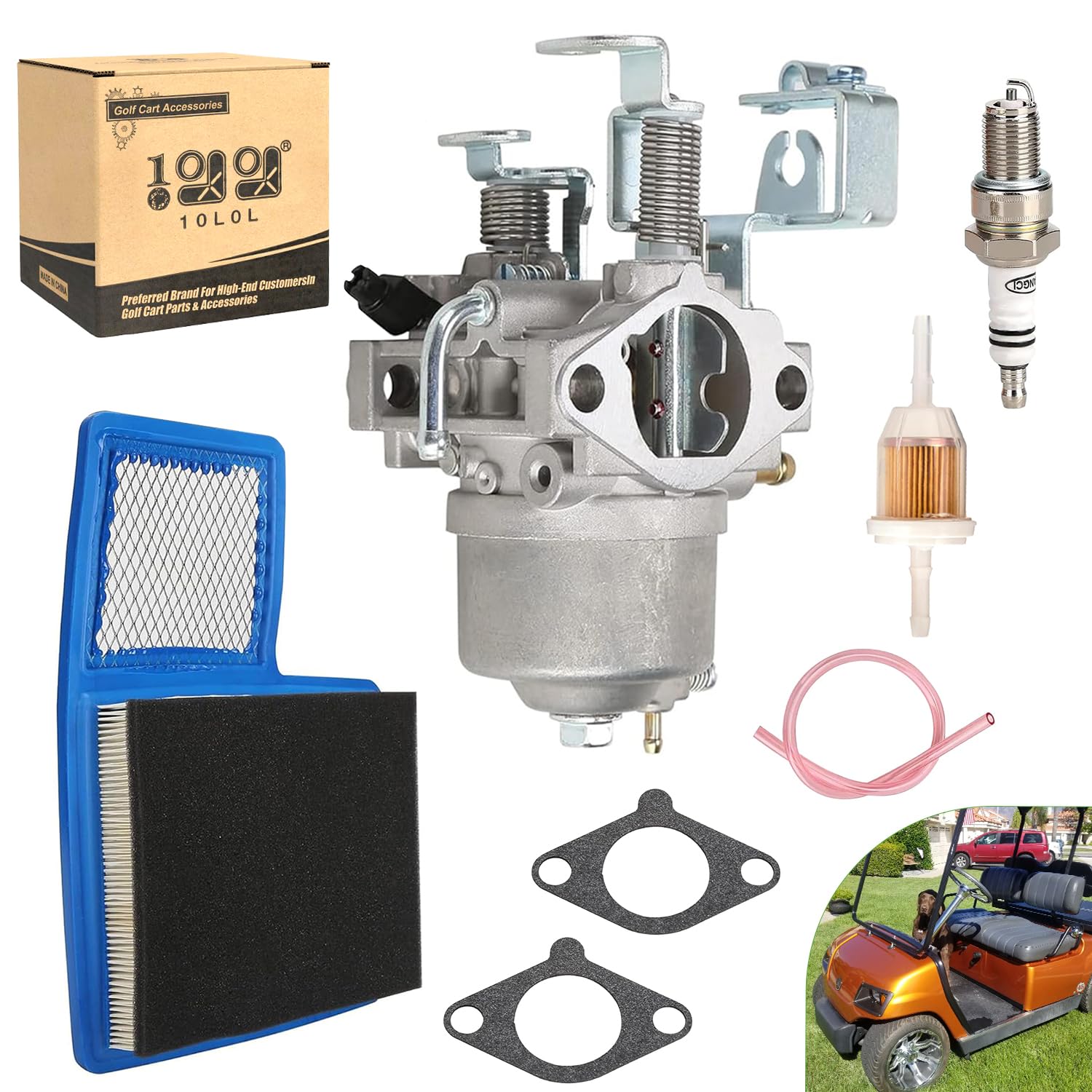 The 10L0L carburetor kit for Yamaha G16–G21 improves cold start and idle stability.
