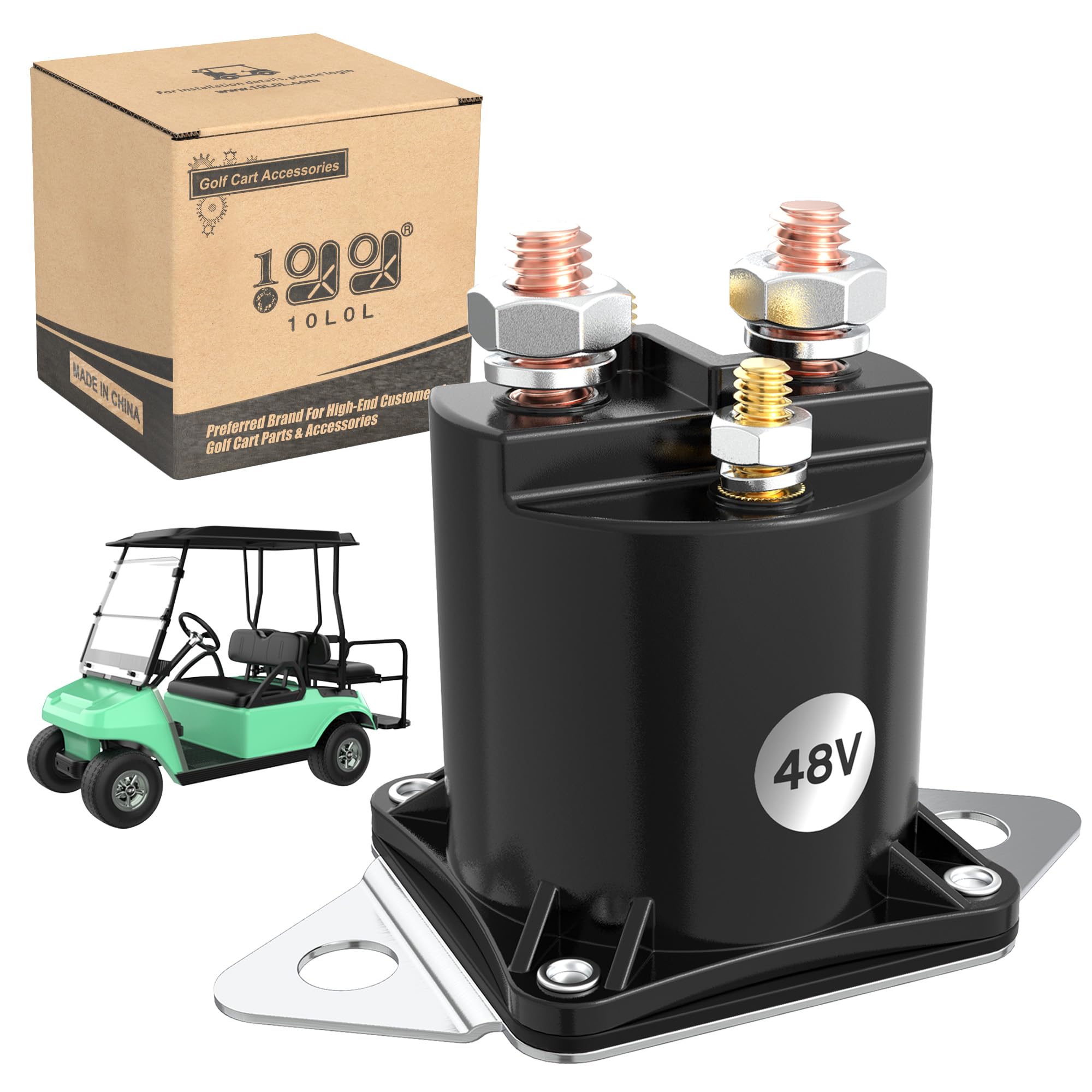10L0L 48V solenoid for Club Car DS front view, easy replacement