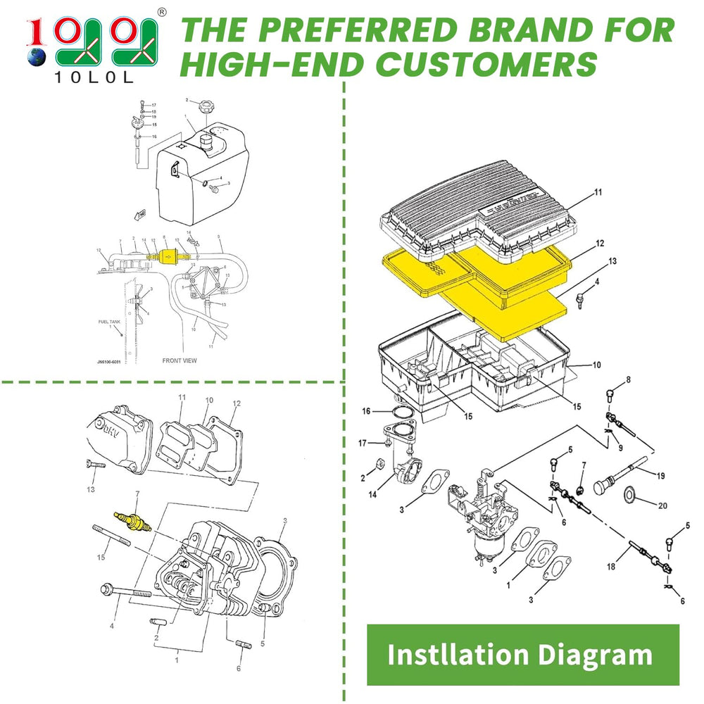 10L0L golf cart tune up kit pre-filter promotes cleaner intake and longer engine life