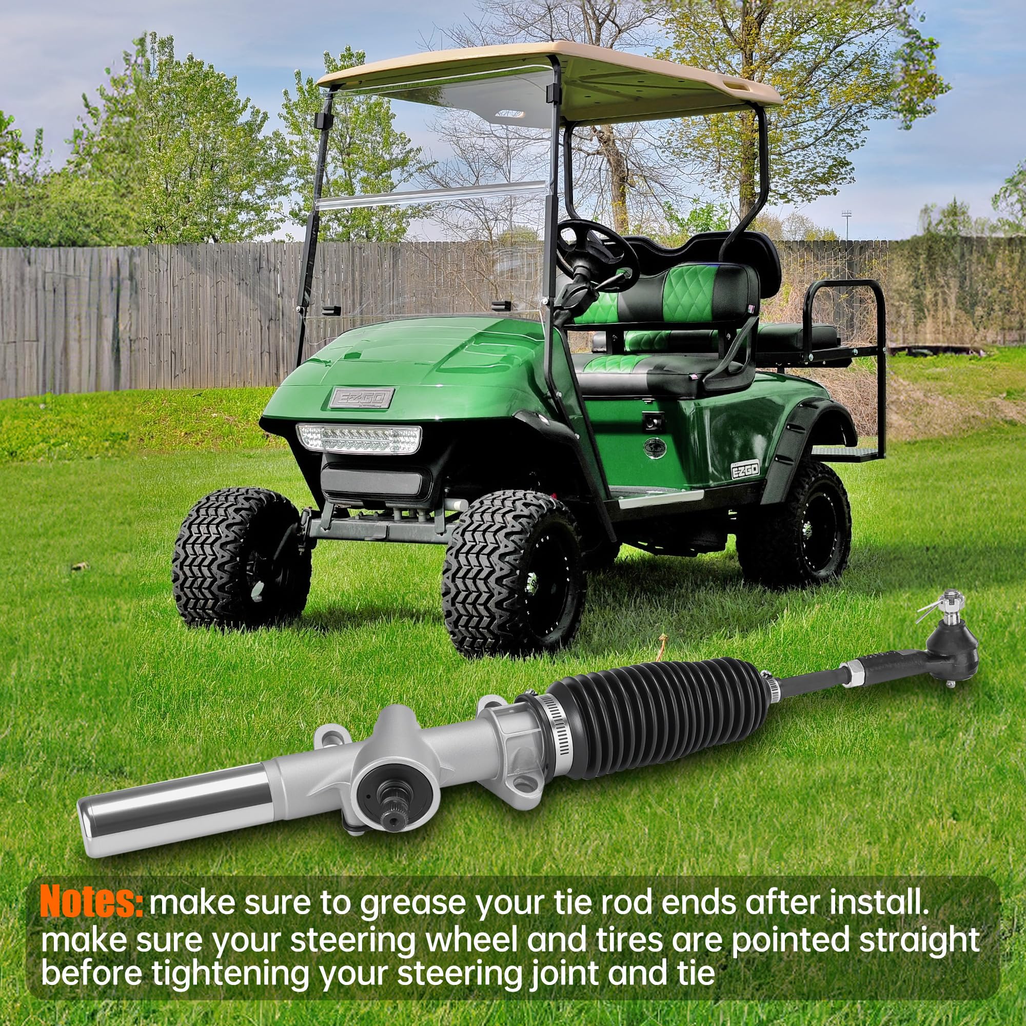 Step-by-step installation view of 10l0l EZGO TXT steering assembly
