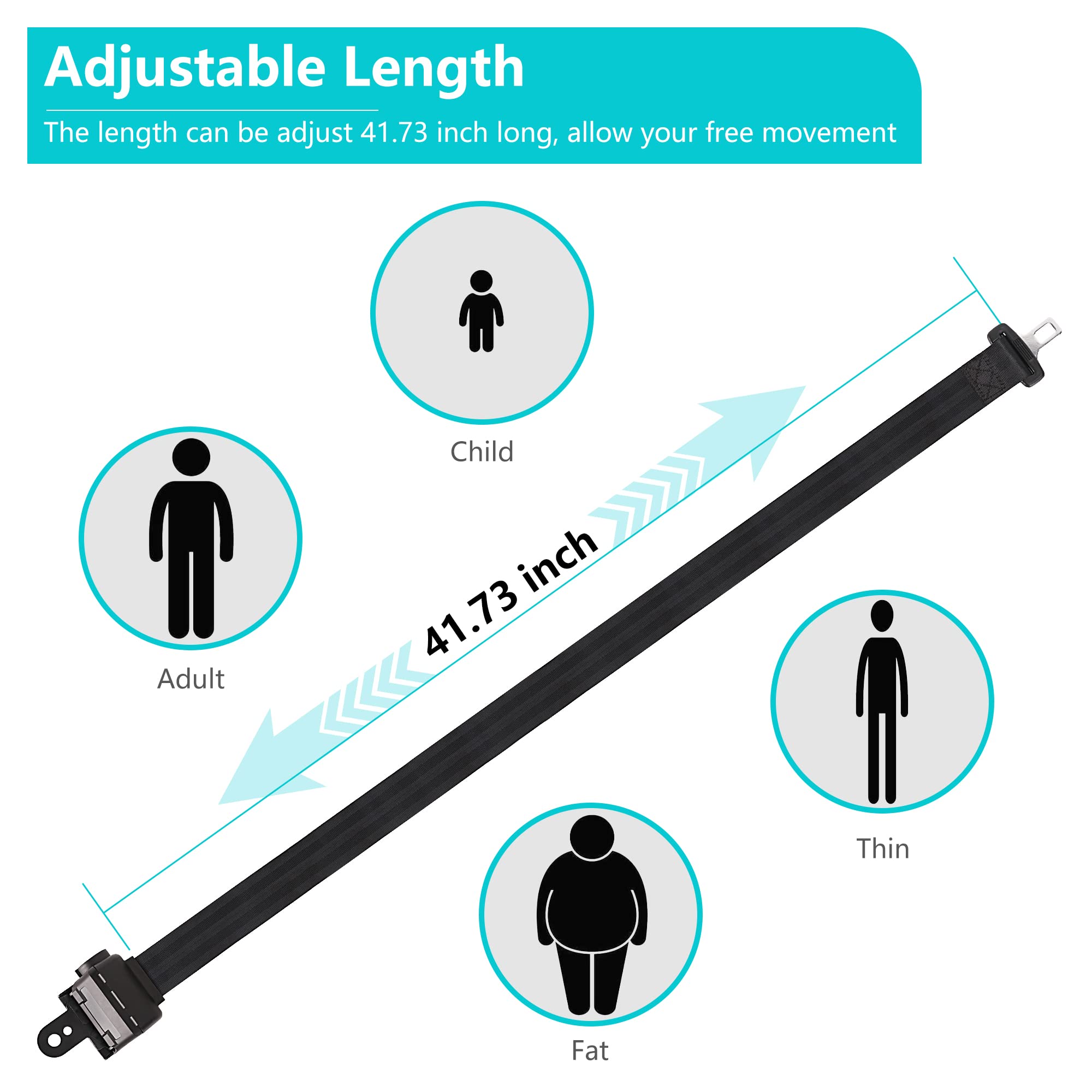 10L0L 42-inch belt with auto-locking mechanism keeps riders secure on hills.