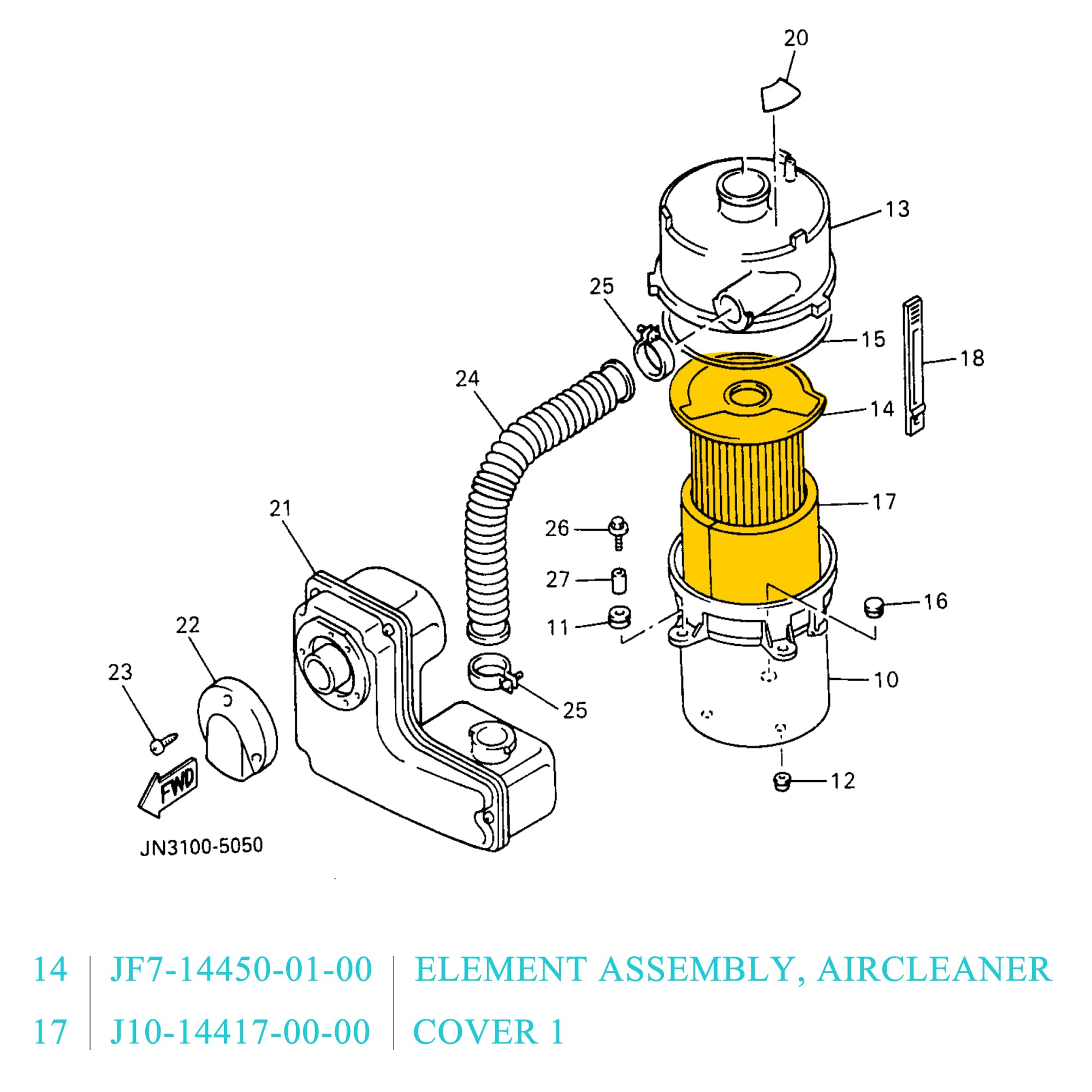 10L0L complete maintenance image with all parts for Yamaha G1/G14