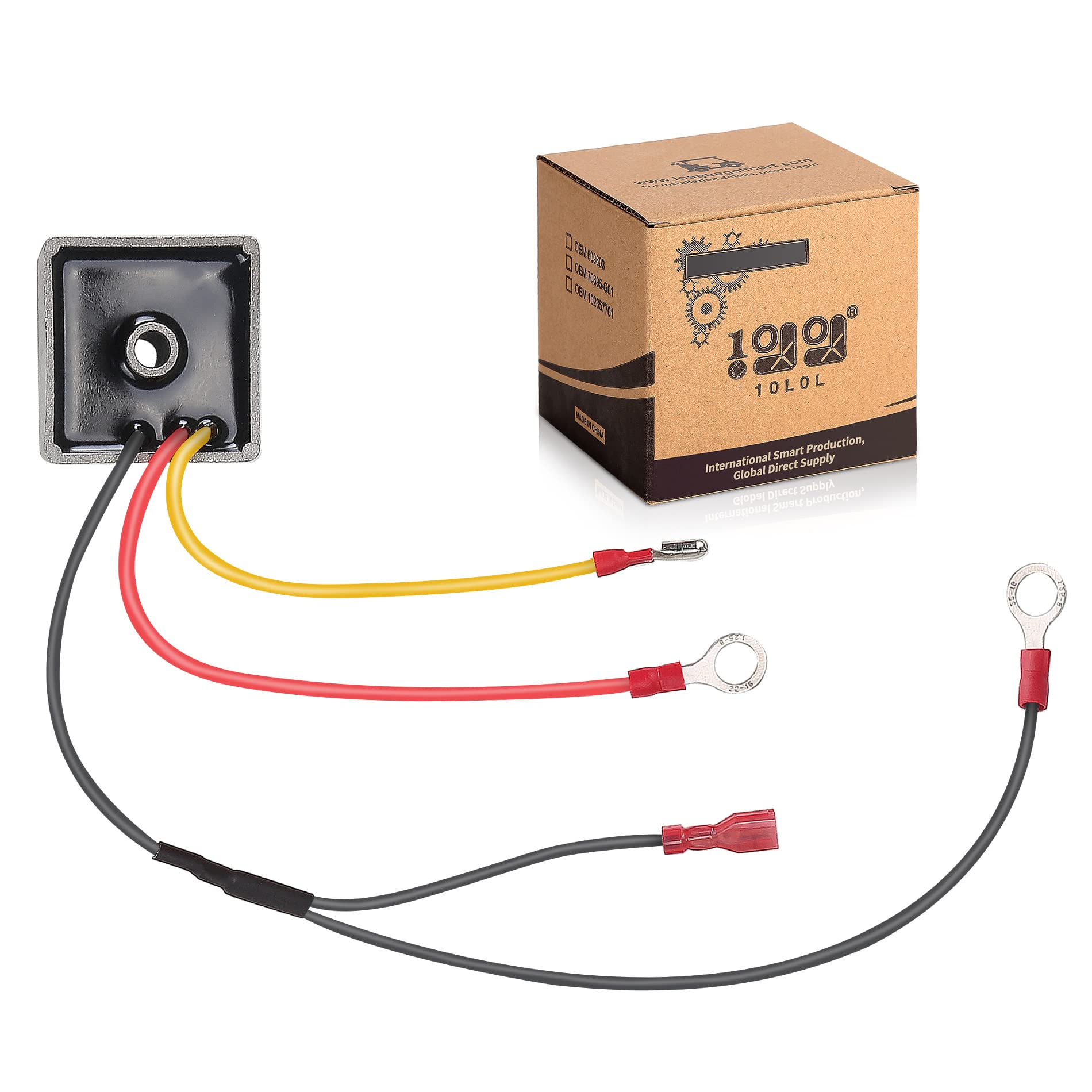 10L0L voltage regulator rectifier compact design, durable form for long-term golf cart use.