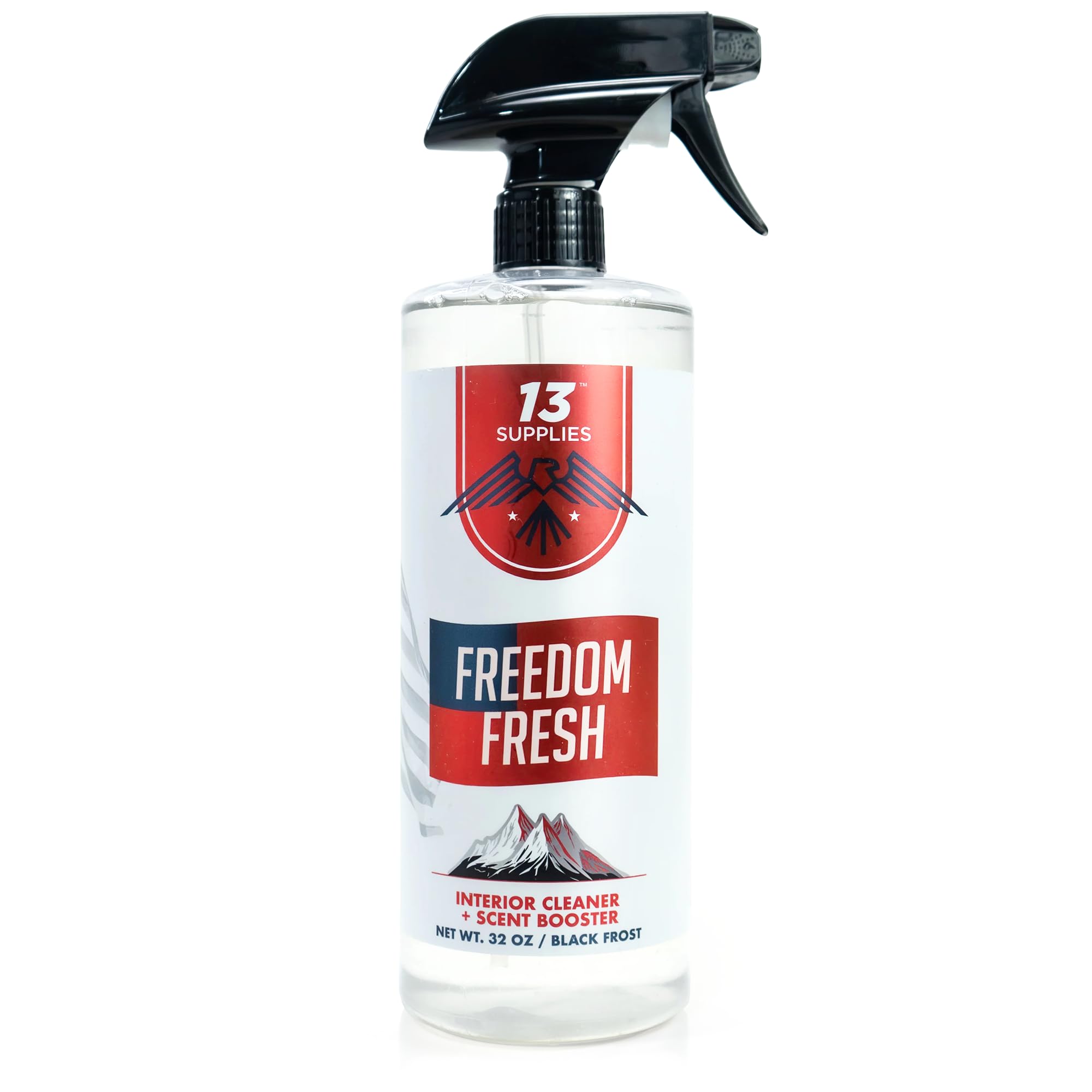 13 Supplies Premium Car Interior Cleaner spray cleans dashboards and fabrics for a fresh look
