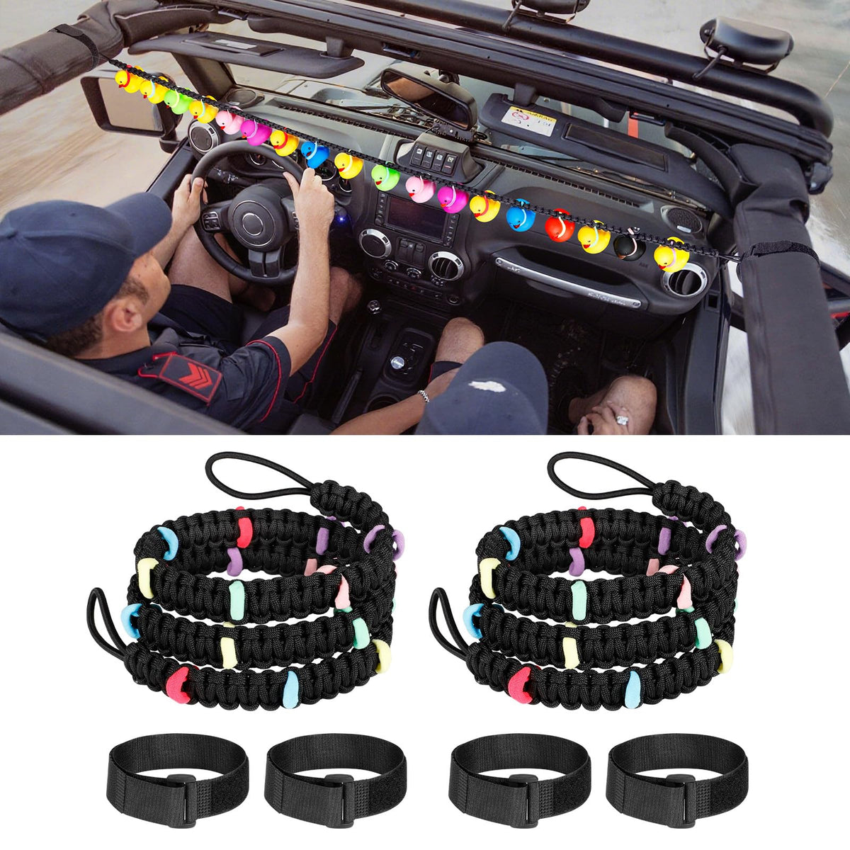 1797 duck holder on Jeep setup keeps ducks neatly displayed on rough rides