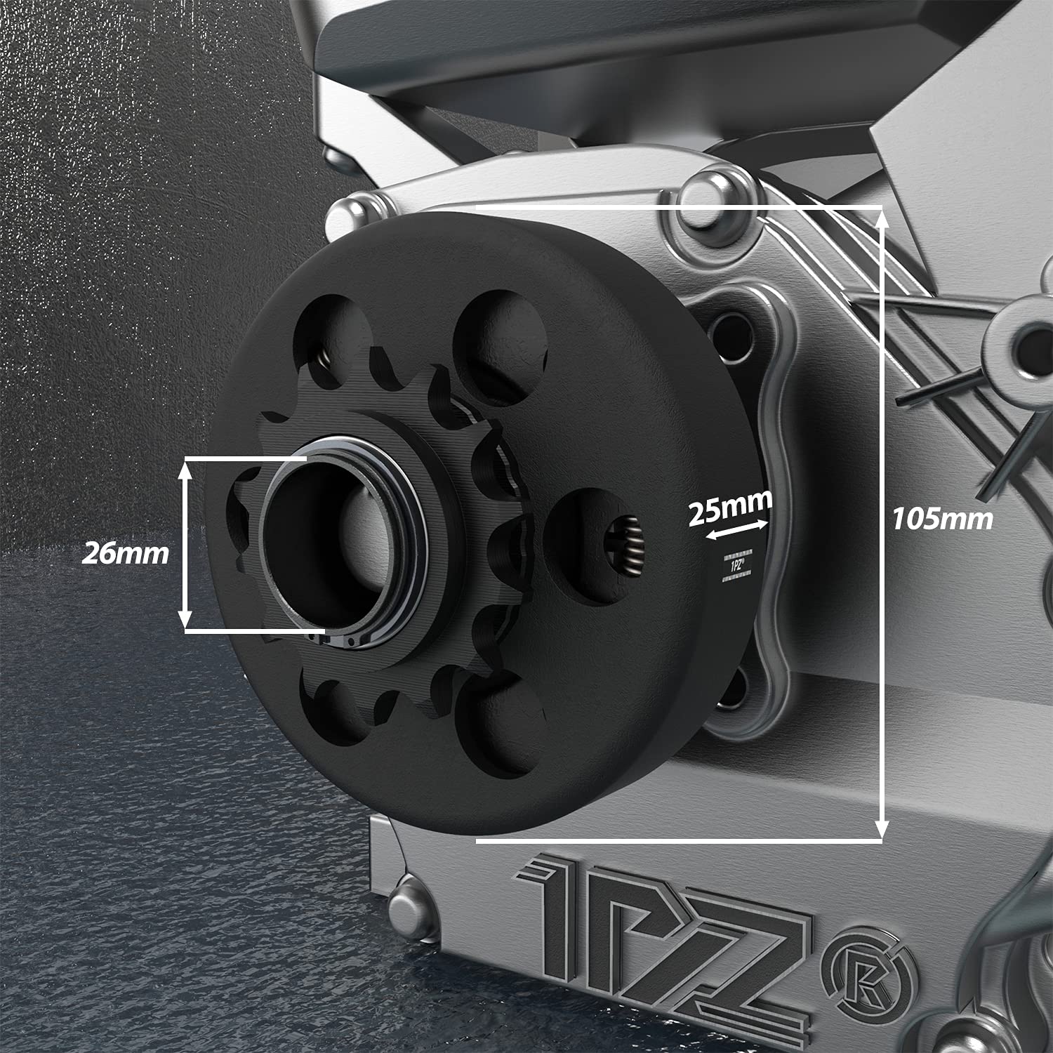 1PZ DH7-E4F clutch top view focuses on 14-tooth design for 1-inch bore