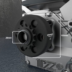 1PZ DH7-E4F clutch top view focuses on 14-tooth design for 1-inch bore