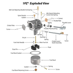Front view of the 1PZ EZ2-C95 carburetor shows precise fit for 295cc engines