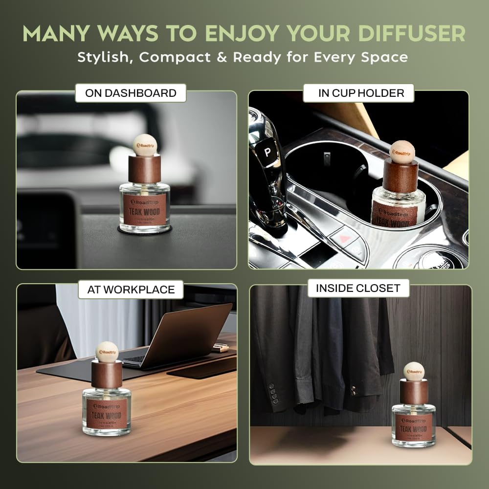1Roadtrip anti-spill diffuser demonstrates stable placement during turns.