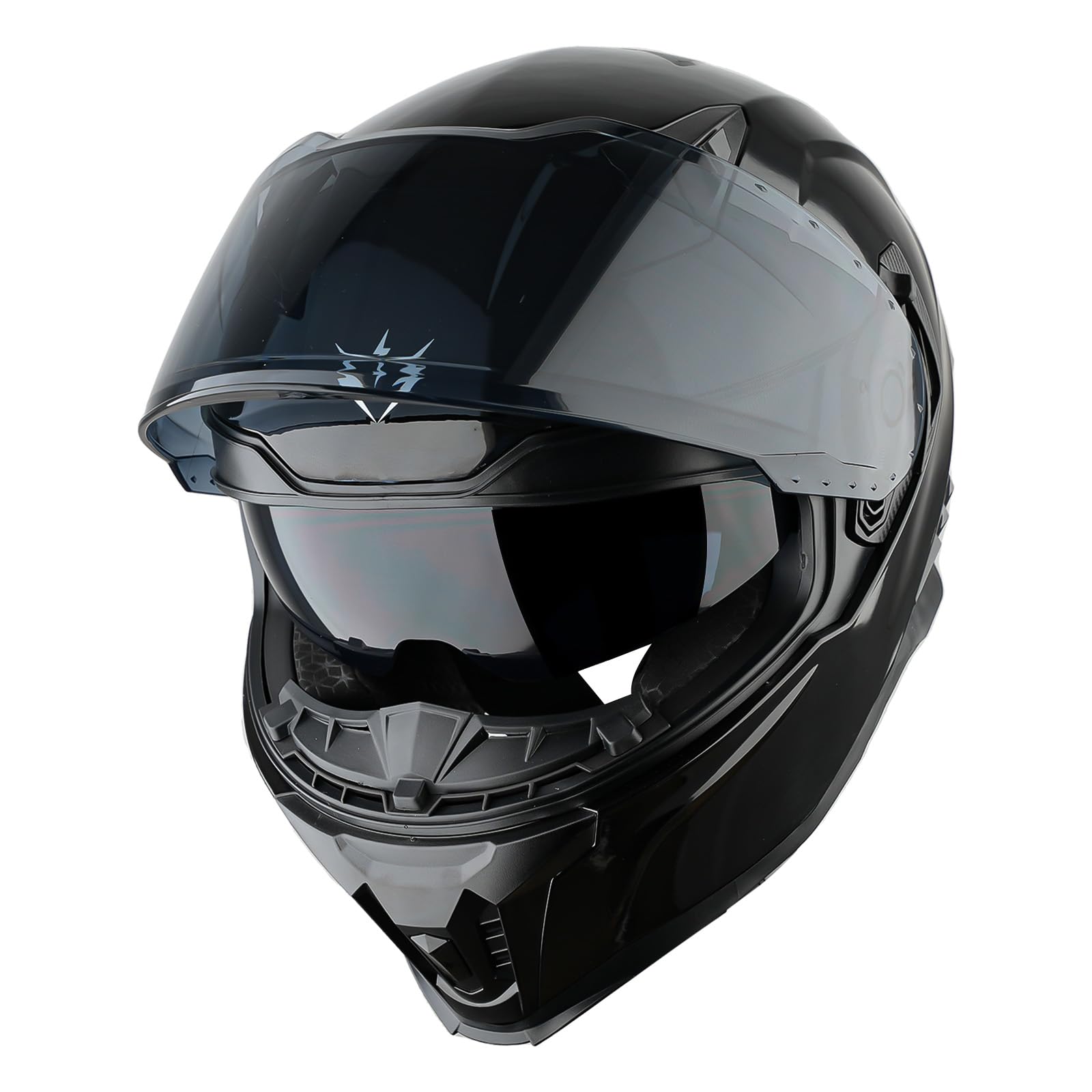 1Storm KT828 outer smoked visor close-up for shading in bright sun