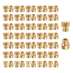 2 MULE TEAM 36-181 brass main jet closeup for precise fuel metering in Holley carbs.