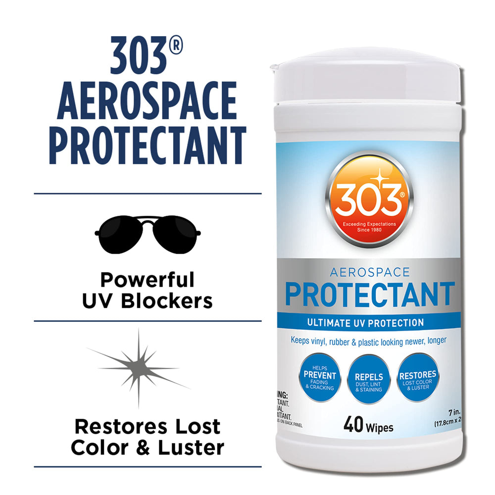 303 Products Aerospace Protectant on dashboard vinyl, preserving color and texture